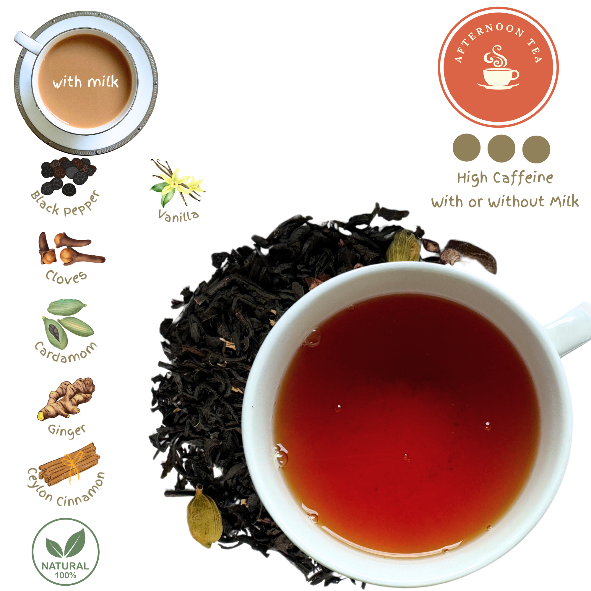 Masala Chai Loose Leaf Tea with Ceylon Tea - Organically Grown